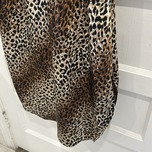 Vintage Cinema Etoile Cheetah Print Slinky Satiny Midi Nightgown Slip Dress - S - Picture 5 of 6